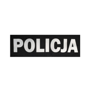 Emblemat - napis POLICJA na czarnym tle