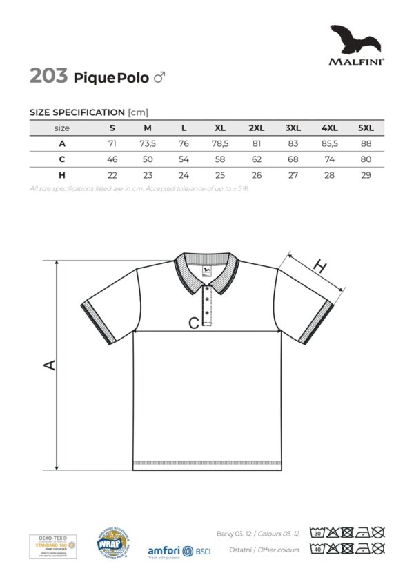 Tabela wymiarów koszulki polo